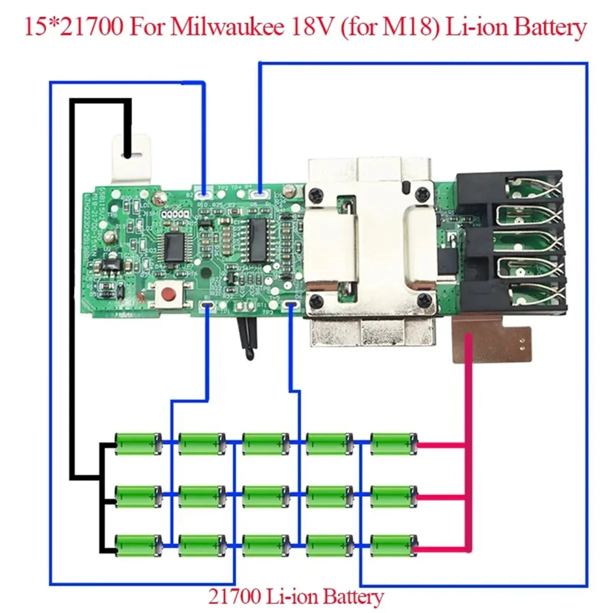 (ABDH) 15x21700 Li-Ion Battery Plastic Case PCB Charging Protection Circu Board Housing for Milwaukee 18V 12Ah Li-Ion Battery Peaceful Pleasures Health and Wellness