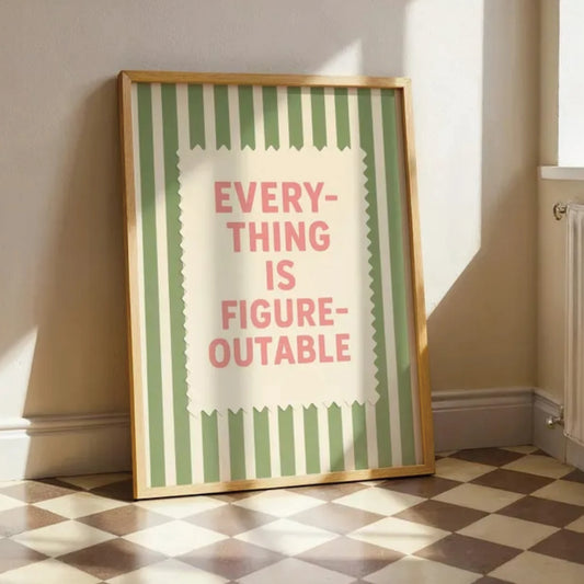 "Everything Is Figureoutable" Sage Green Quote Canvas Wall Art Canvas Wall Art Peaceful Pleasures Health and Wellness