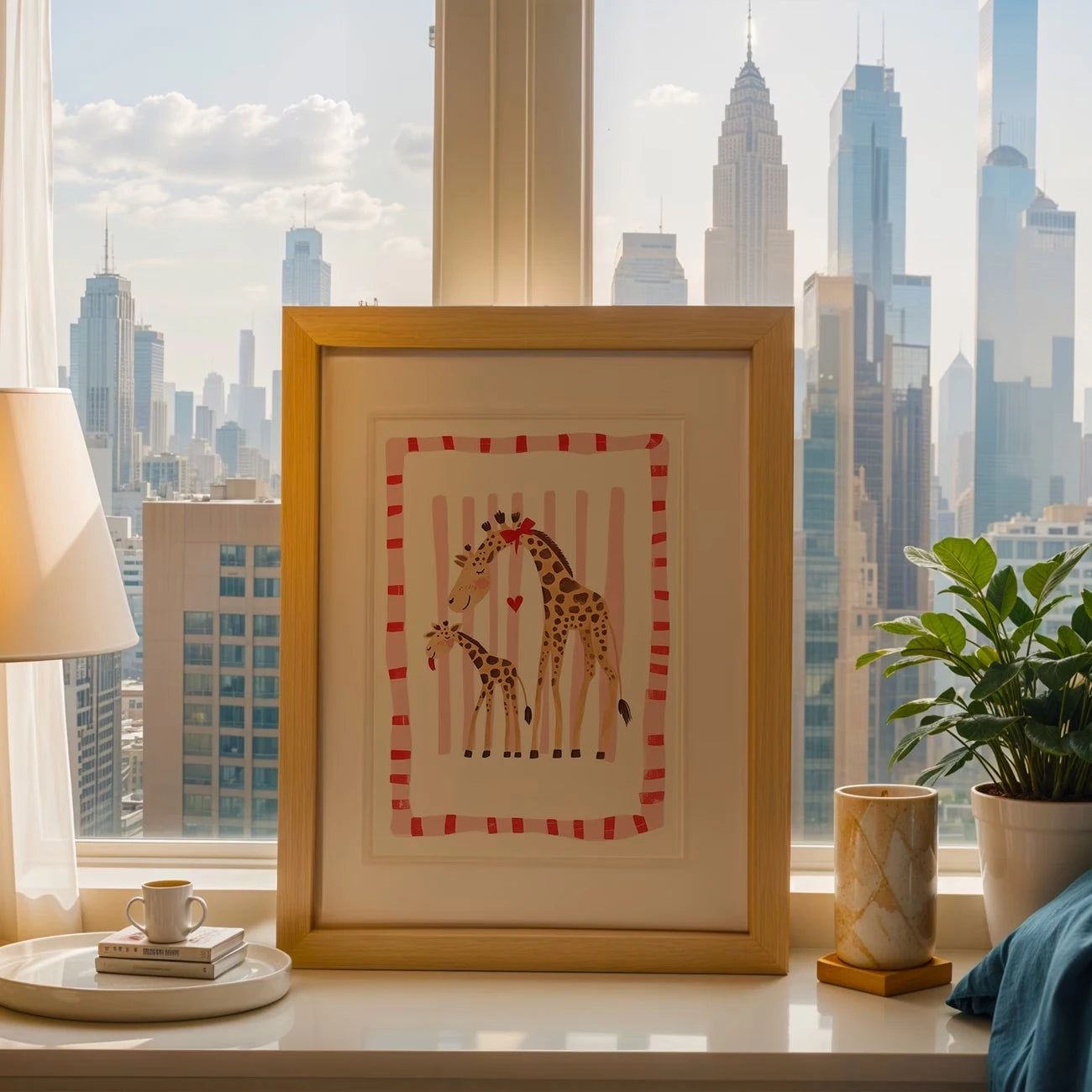 Cartoon Giraffe Canvas Wall Art Print | Kids Room Decor