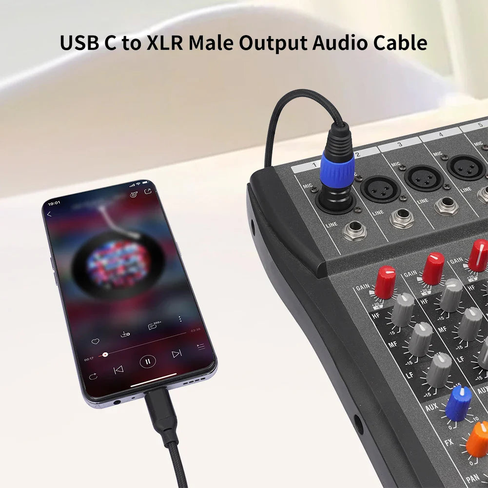 USB-C to XLR Male Cable | 24Bit/96kHz DAC, Plug & Play