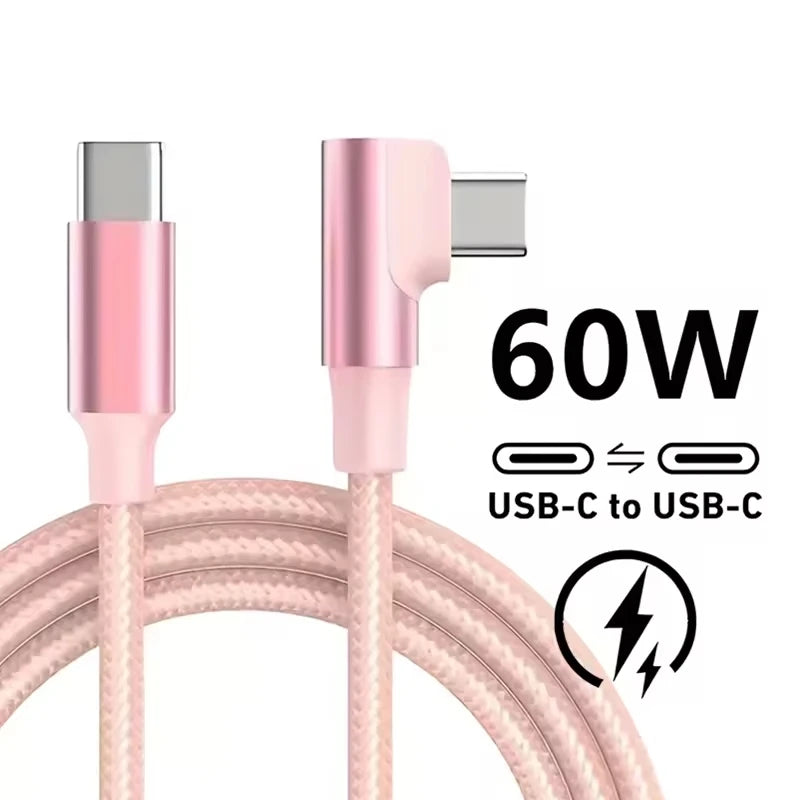 60W USB-C 90° Fast Charge Cable | iPhone 15 16 17 MacBook iPad