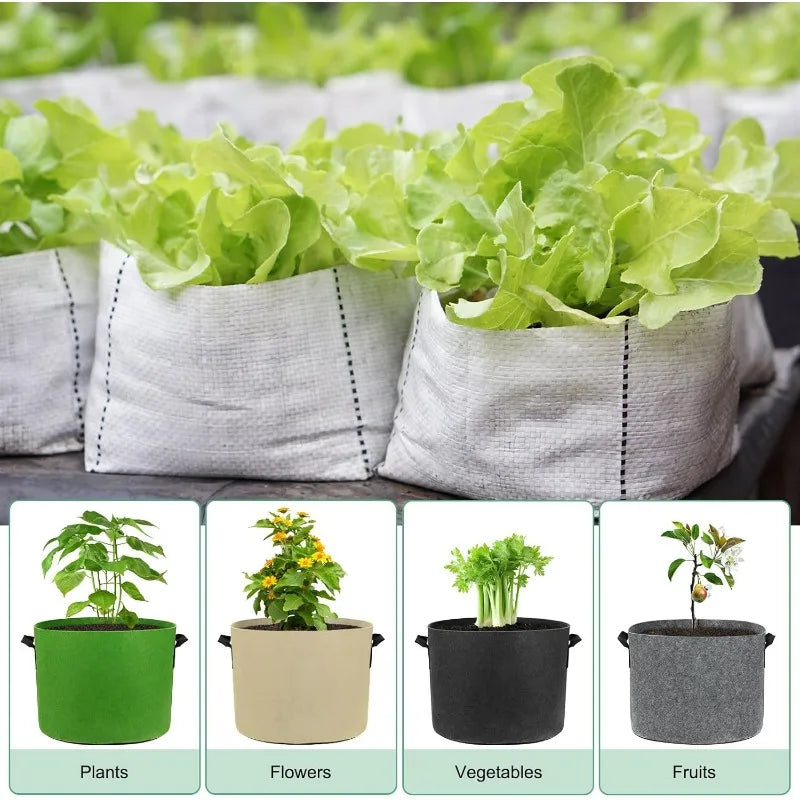 Nonwoven Fabric Grow Bags – Felt Plant Pots with Handles (1–4 Pack)