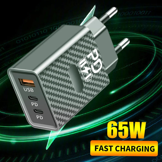 65W USB-C Fast Charger Dual Port PD 3.0 & QC 3.0 Wall Adapter Peaceful Pleasures Health and Wellness