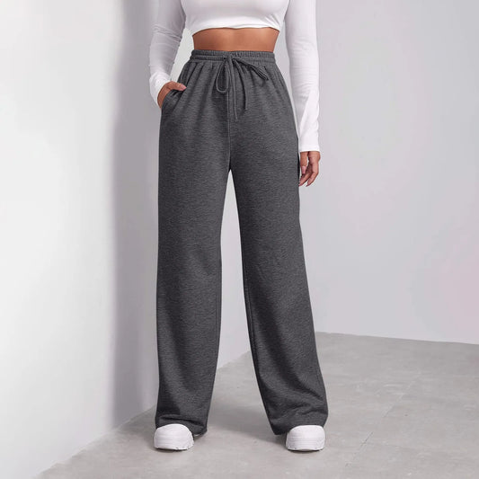 Women's Fleece-Lined Wide Leg Sweatpants | Casual Joggers Wide Leg Sweatpants Peaceful Pleasures Health and Wellness