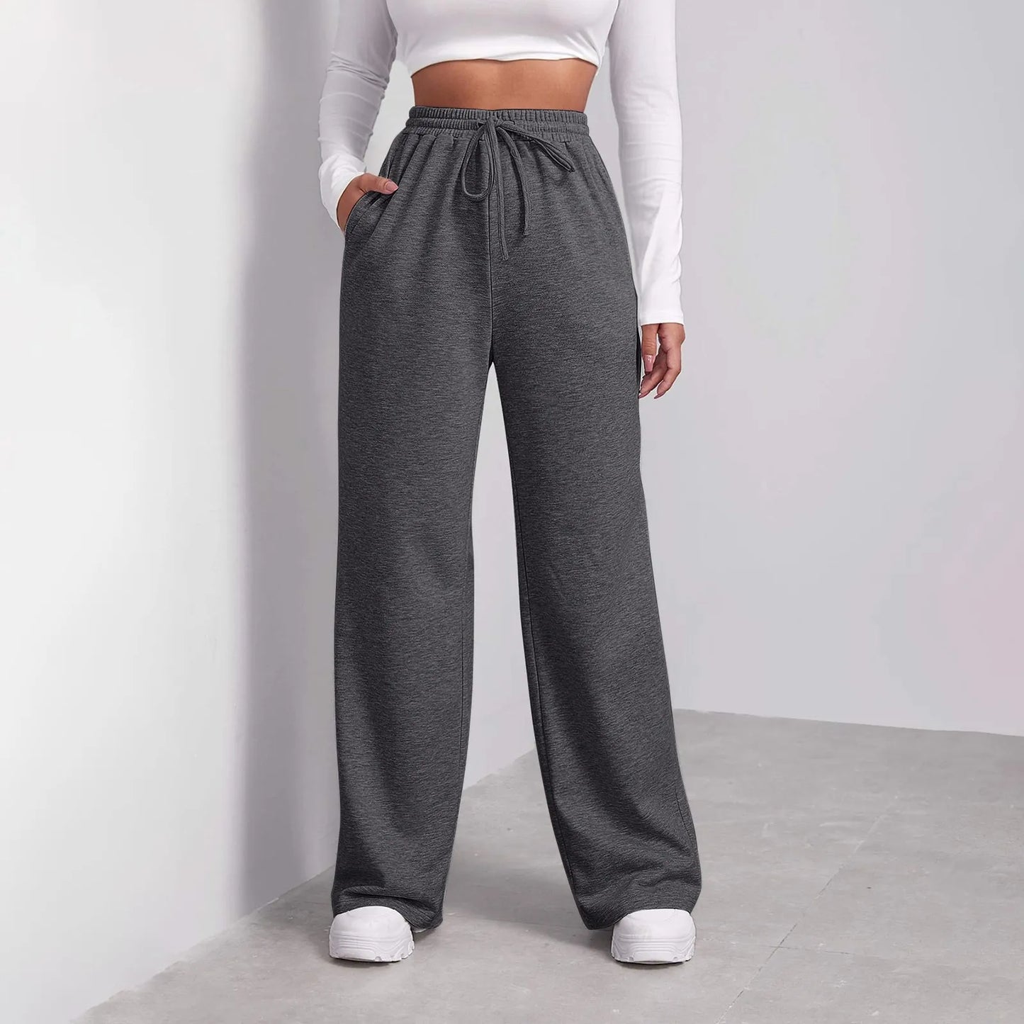 Women's Fleece-Lined Wide Leg Sweatpants | Casual Joggers