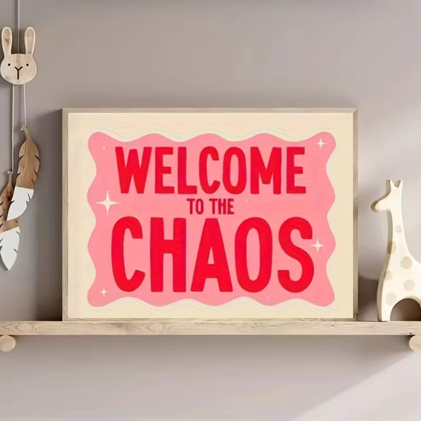 "Welcome To The Chaos" Pink Canvas Wall Art Print Canvas Wall Art Peaceful Pleasures Health and Wellness