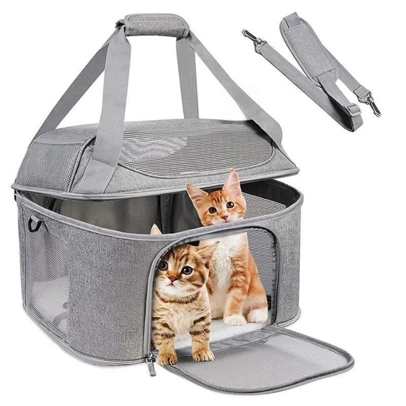 Soft-Sided Collapsible Pet Carrier | Cats & Dogs Travel Bag