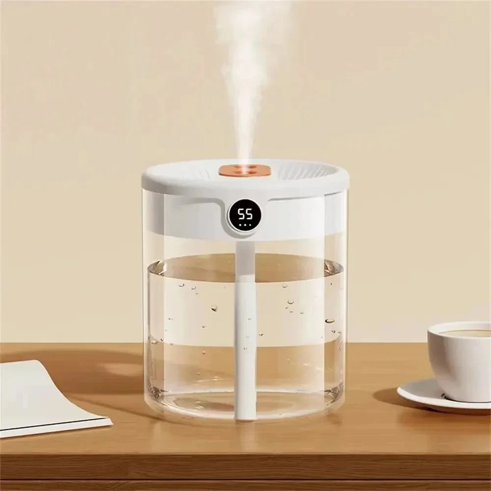 HOMEFISH 2L Dual Spray USB Humidifier | LED Display Night Light