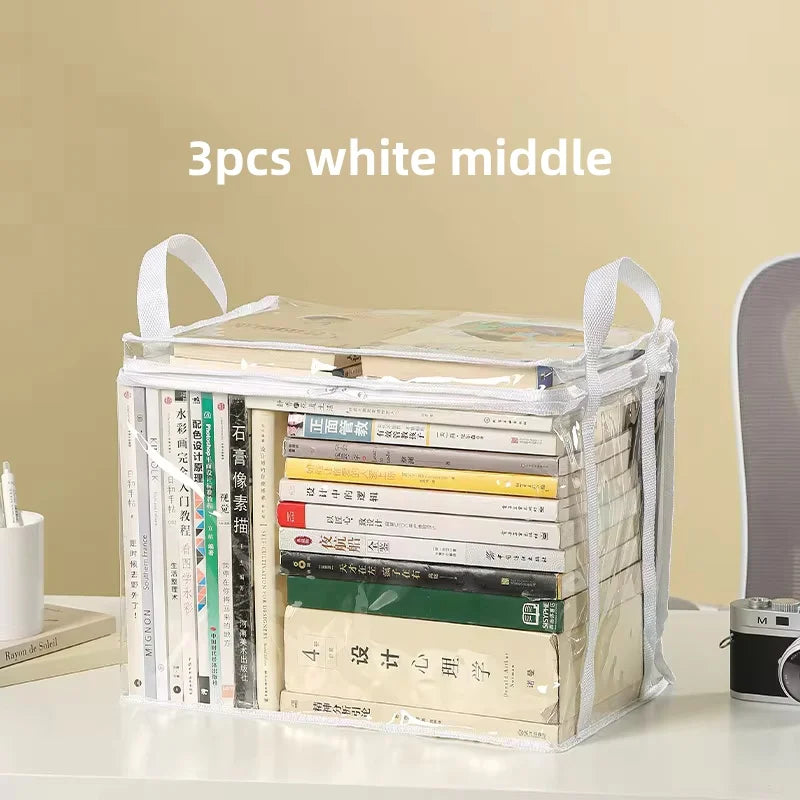 Foldable Book Box Student Dormitory Classroom Organizer Transparent