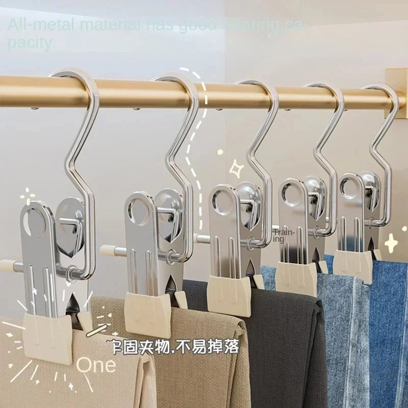 Multifunctional Clothespin Hanger Clothes Hook Buckle Metal Stainless Steel Hat Skirt Trouser Clip Clothing Wardrobe Storage Peaceful Pleasures Health and Wellness