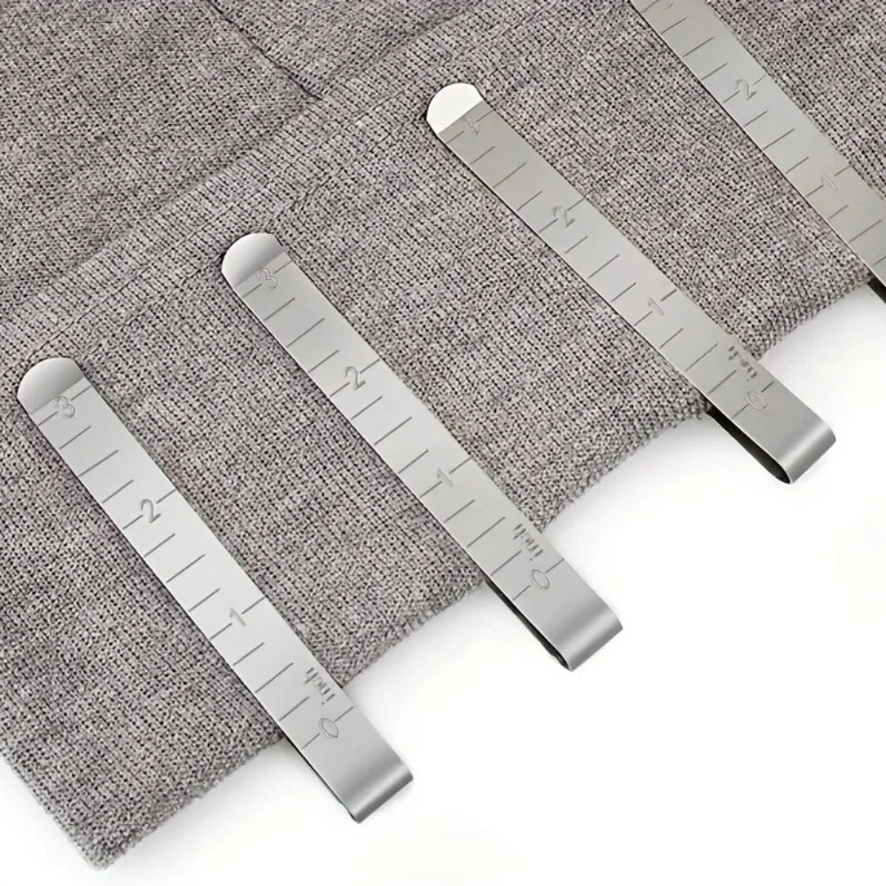 5 Stainless Steel Hemming Clips Sewing Supplies Measuring Ruler DIY