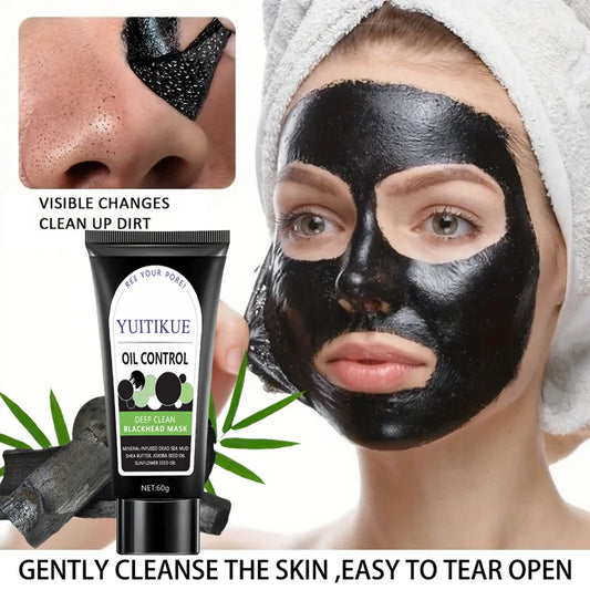 YUITIKUE Blackhead Mask 60g - Bamboo Charcoal & Dead Sea Mud, Deep Cleanse Pores, Oil Control, Peel-off Black Mask, Easy to Use Peaceful Pleasures Health and Wellness Default Title