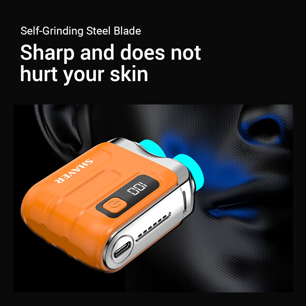 Portable Electric Shaver USB Rechargeable Razor 9000RPM Powerful Dual Blade Men's Beard Trimmer Washable Shaving Head Travel Peaceful Pleasures Health and Wellness