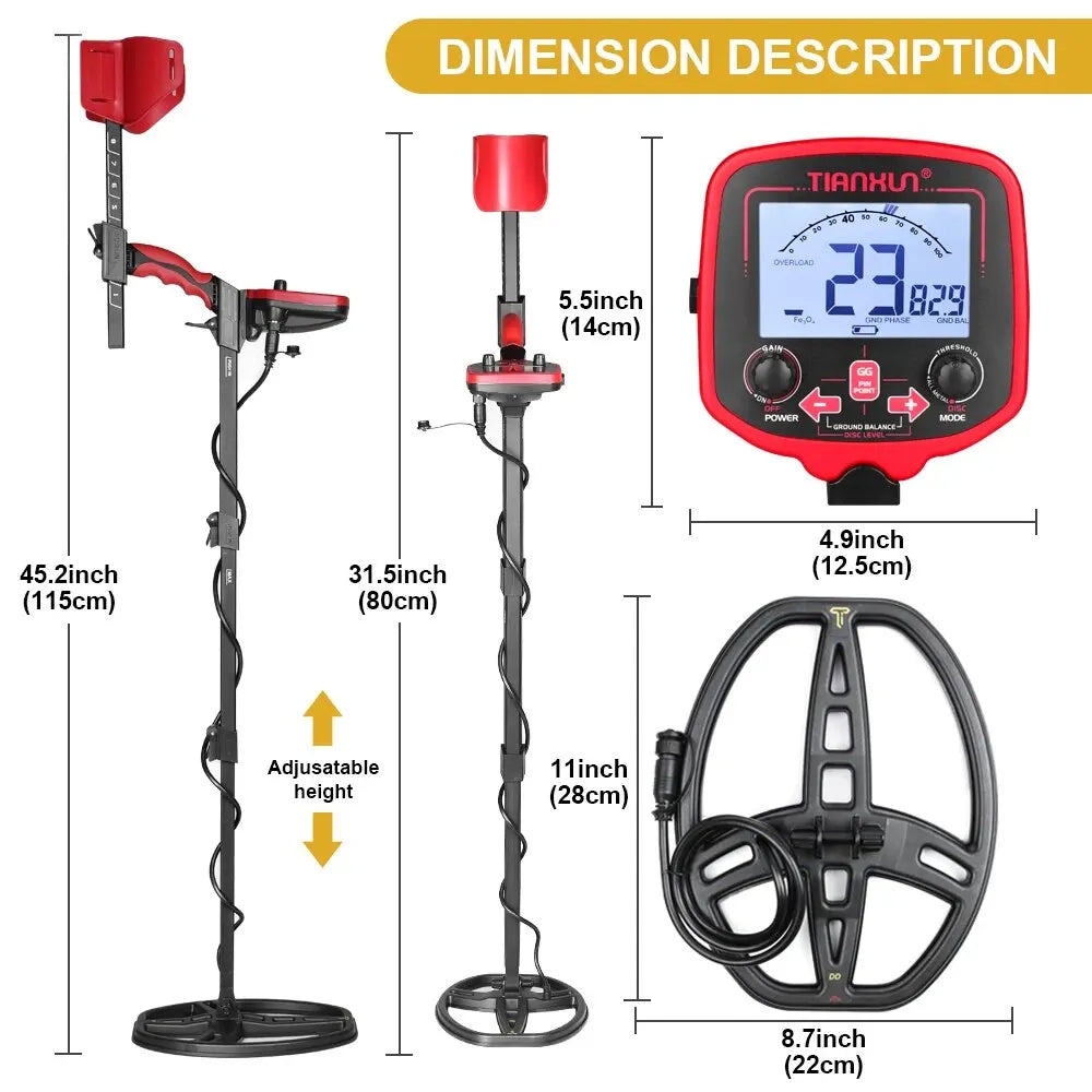 Metal Detector TX-850L Gold Metal Detector High Performance Underground Metal Detector Finder Treasure Hunter Gold Prospector Peaceful Pleasures Health and Wellness