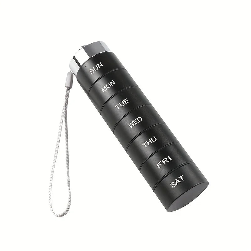 7pcs Metal Pill Organizers, Stackable Portable Waterproof Travel Pill Box, Large Aluminum Alloy Travel Pill Case Peaceful Pleasures Health and Wellness black China Mainland