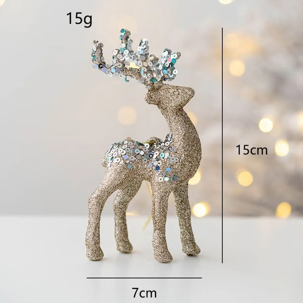 Glittering Christmas Reindeer Sculpture – Elk Deer Ornament Decor