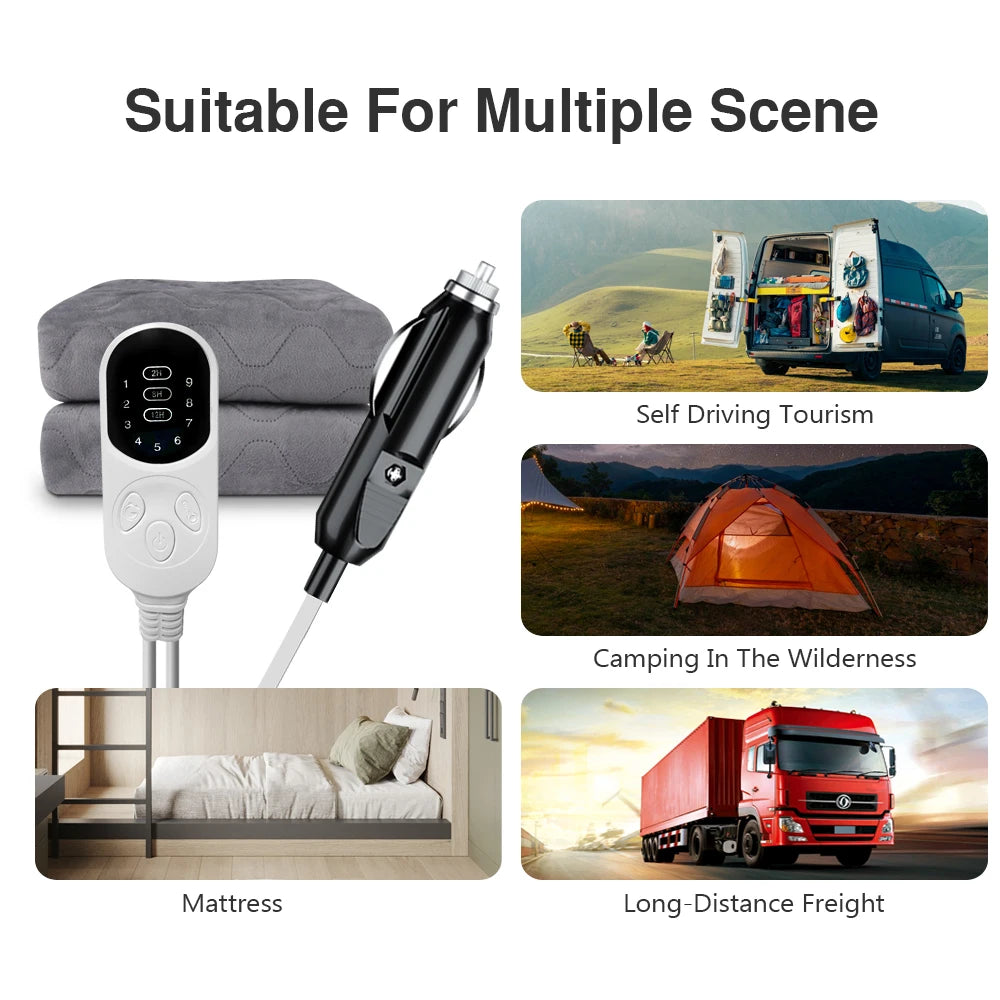 12V Cars Electric Blanket Heating Level Heated Travel Blanket for Car Outdoor Traveling Camping Pad 70x180cm/120x150cm/50x150cm Peaceful Pleasures Health and Wellness