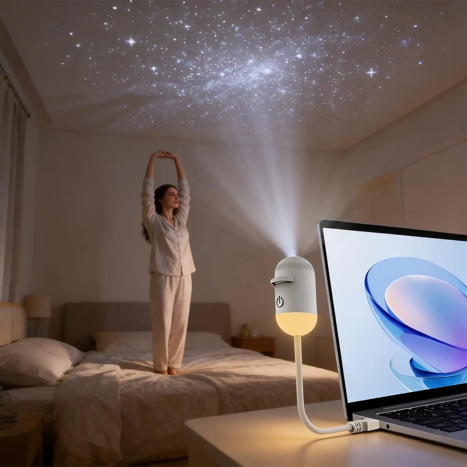2-in-1 USB Projection Night Light | Ambient Atmosphere Lamp Projection Night Light Peaceful Pleasures Health and Wellness