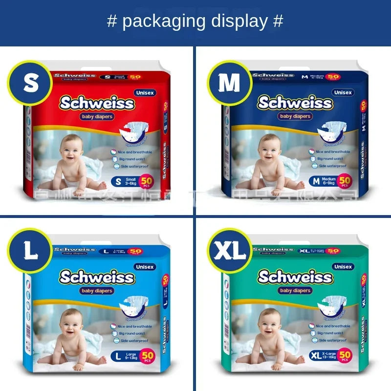 50pcs/1pack Wholesale Hot Sale Baby Pull Up Diapers Soft Light and Thin Breathable Super Absorbent Disposable Nappy for Newborns Peaceful Pleasures Health and Wellness