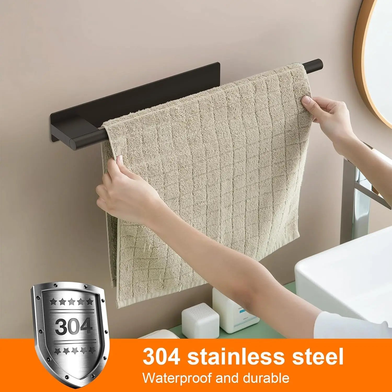 Stainless Steel Towel Bar Home Double-pole Paper Roll Rack Towel Rack Bathroom Kitchen Storage Rack Single-pole Towel Bar Set Peaceful Pleasures Health and Wellness