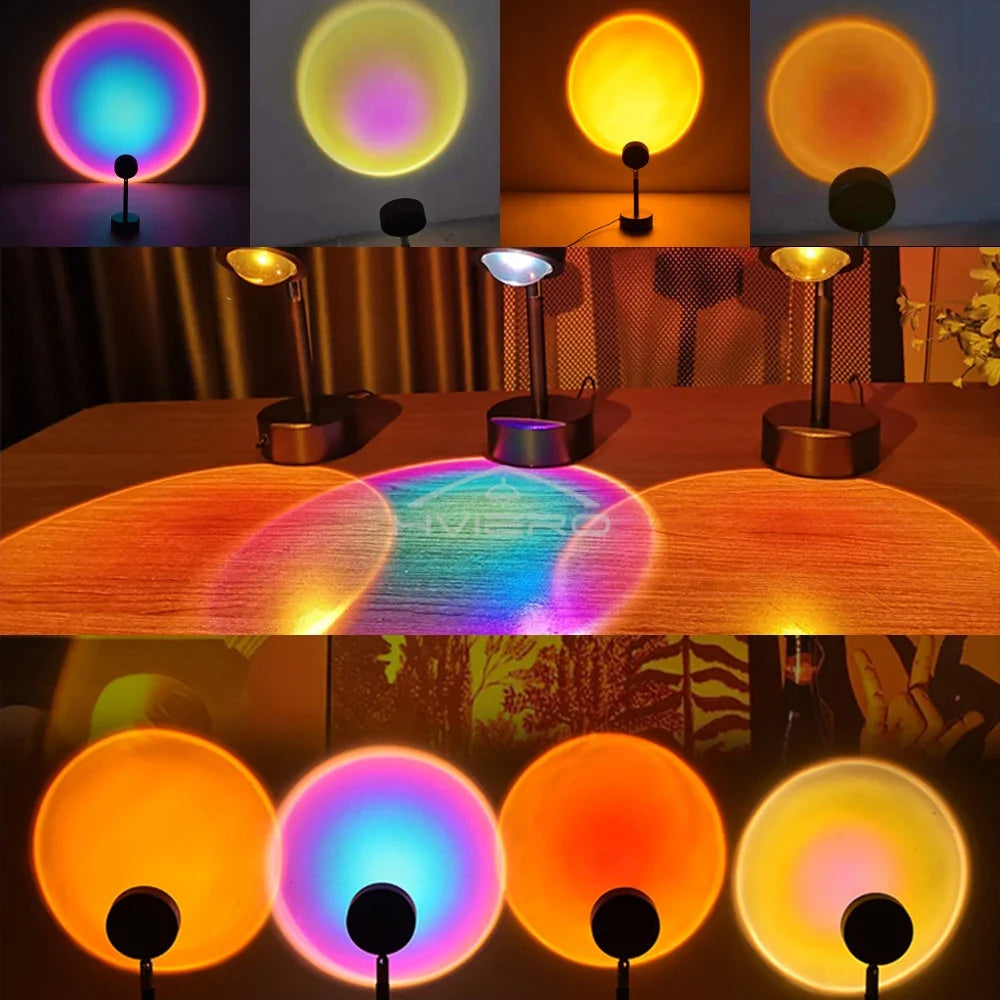 Sunset Rainbow LED Projector Lamp | USB Night Light for Home Decor