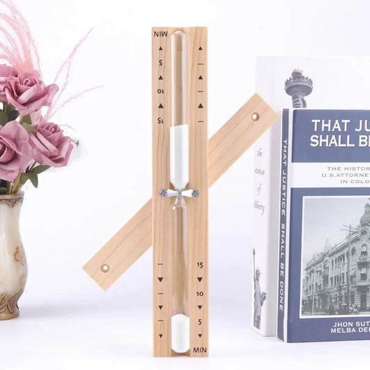 15mins Wall Mounted Wooden Rotating Hourglass Sand Timer Explosion Proof Glass Bathroom Shower Timer Decor Peaceful Pleasures Health and Wellness