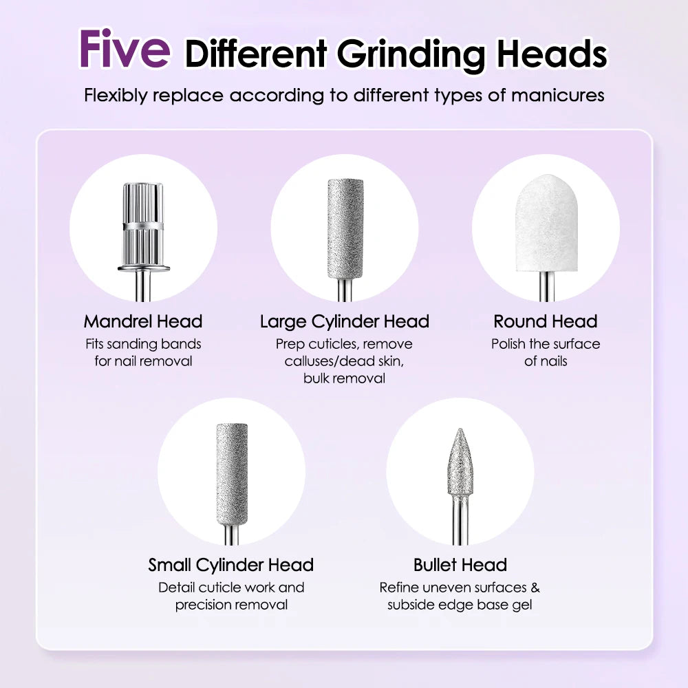 Electric Nail Drill Machine with UV Lamp Drill Off Gel Manicure Nail Polisher Set with Drill Bits Sanding Bands Nail Supplies Peaceful Pleasures Health and Wellness