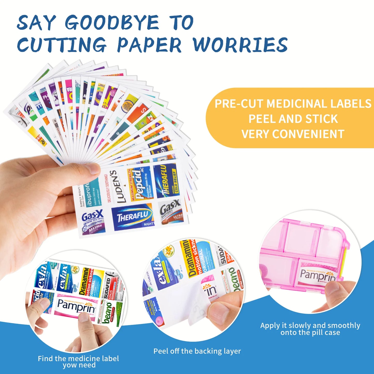 10 Grids Pill Organize Storage Container with 175 Labels Pill Case Health Medicine Organizer Travel Supply Mini Pill Box Peaceful Pleasures Health and Wellness