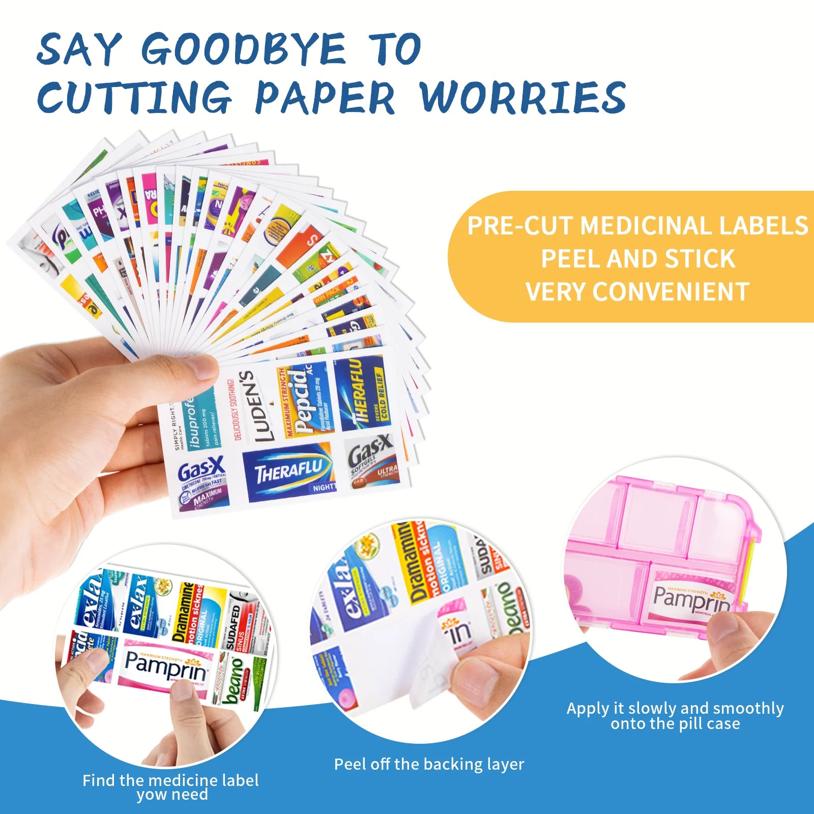 10 Grids Pill Organize Storage Container with 175 Labels Pill Case Health Medicine Organizer Travel Supply Mini Pill Box Peaceful Pleasures Health and Wellness