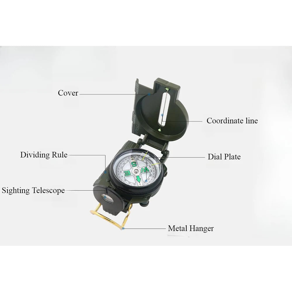 Waterproof High Precision Compass Outdoor Gadget Sports Hiking Mountaineering Professional Military Army Metal Sight Peaceful Pleasures Health and Wellness