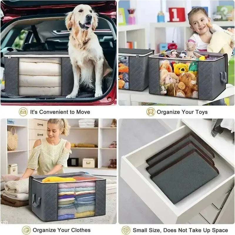 1/2Pcs Non-Woven Fabric Blanket Organizer Quilt Storage Bag Blanket Storage Bags Zipper Duvet Storage Cover Under Bed Storage Peaceful Pleasures Health and Wellness