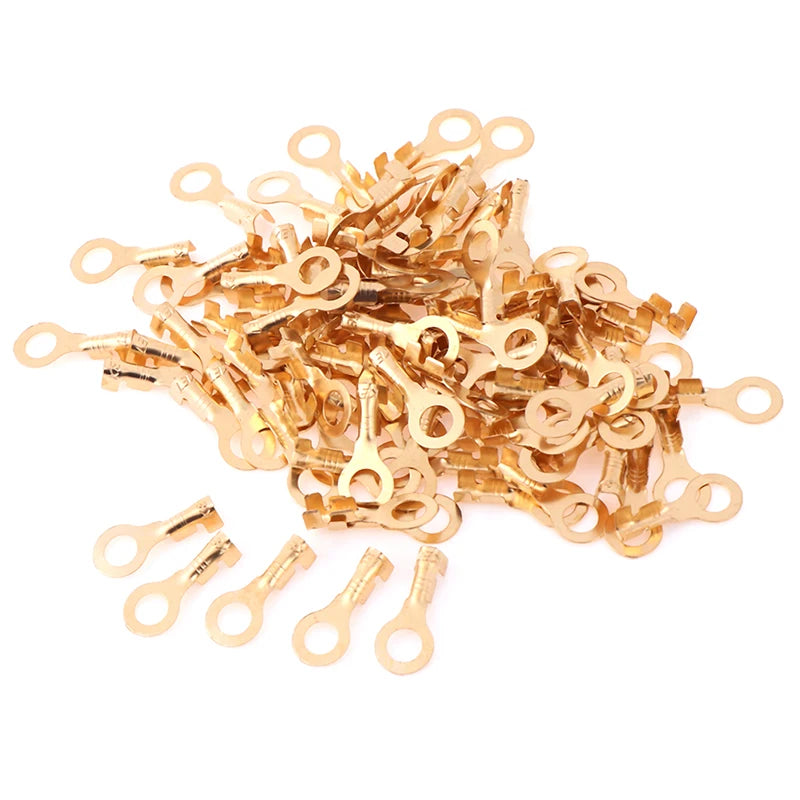 100Pcs 4.2mm Gold Brass Round Terminal Power Supply Wire Contor Peaceful Pleasures Health and Wellness