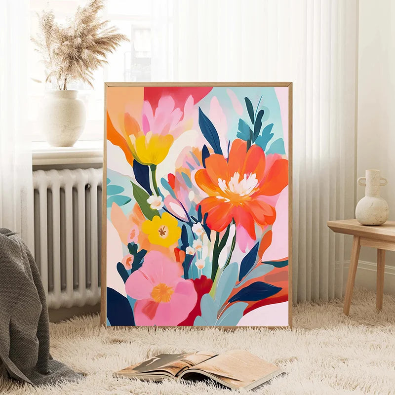 Gouache Wildflower Botanical Canvas Wall Art | Spring Floral Print