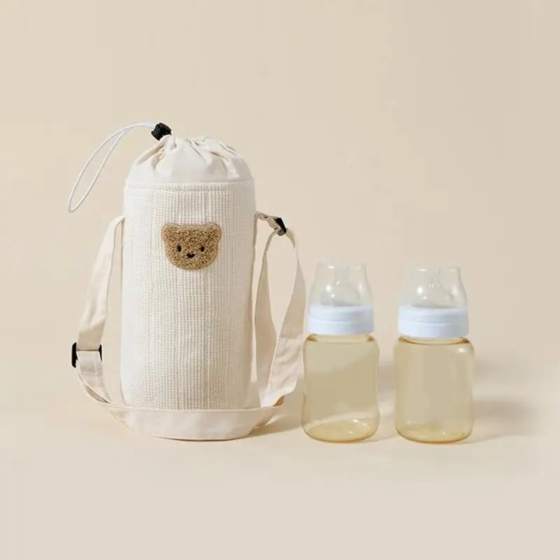 Cute Bear Baby Bottle Bag | Portable Cotton Travel Carry Case