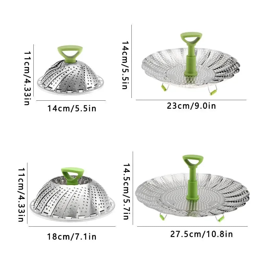 9/11Inch Stainless Steel Lotus Steaming Tray Folding Expandable Food Steamer Rack Multi-Function Mesh Steamer Basket for Cooking Peaceful Pleasures Health and Wellness
