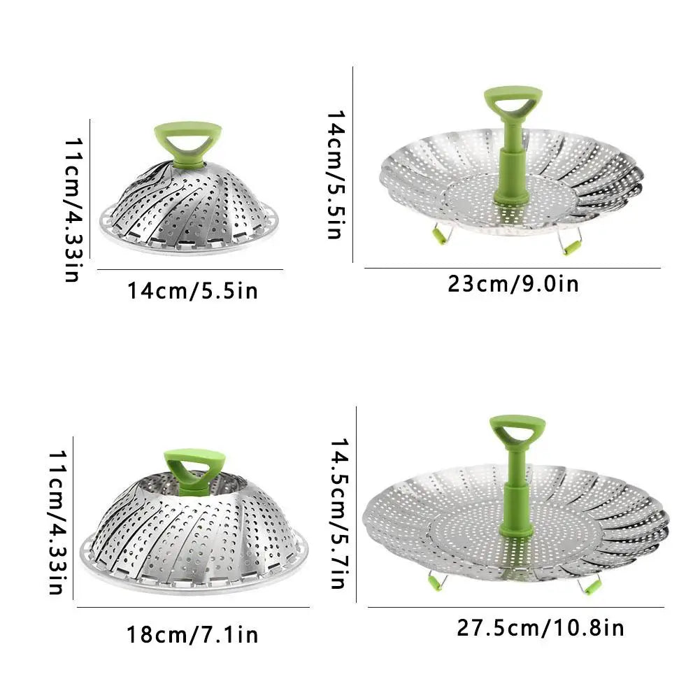 Folding Stainless Steel Steamer Basket Set – 9 & 11 Inch