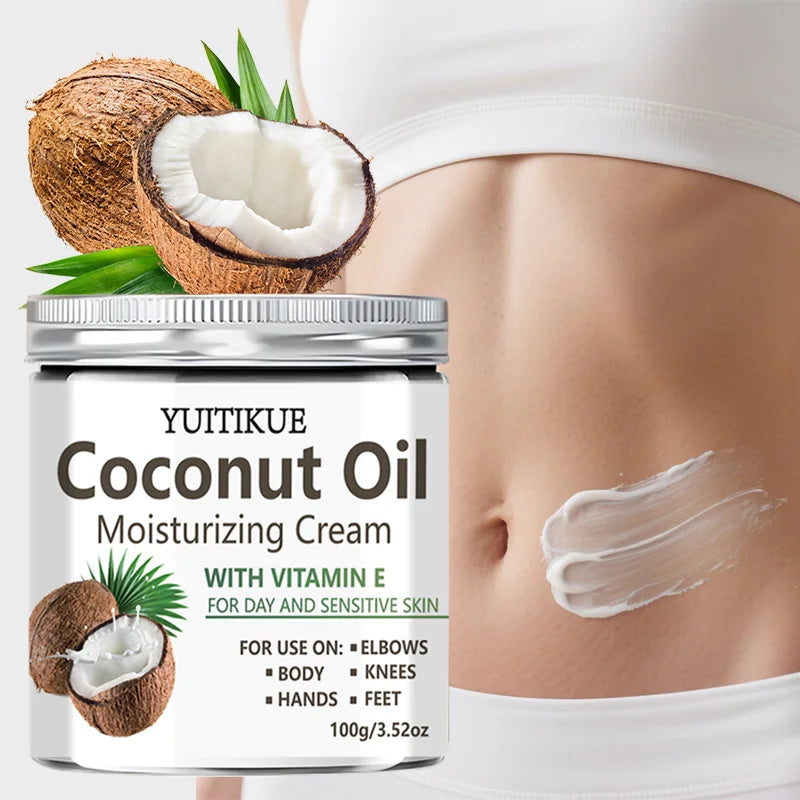 YUITIKUE Coconut Oil Body Cream – 24H Lightweight Moisturizer Body Moisturizing Cream Peaceful Pleasures Health and Wellness