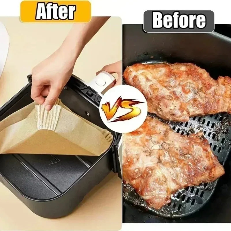 Air Fryer Parchment Paper Liners 50–200Pcs Non-Stick Disposable