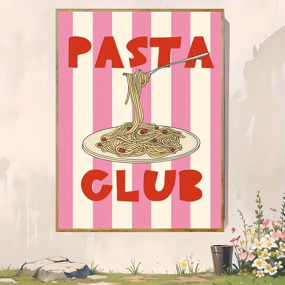 Vintage Italian Spaghetti Club Canvas Wall Art Print | Kitchen Decor