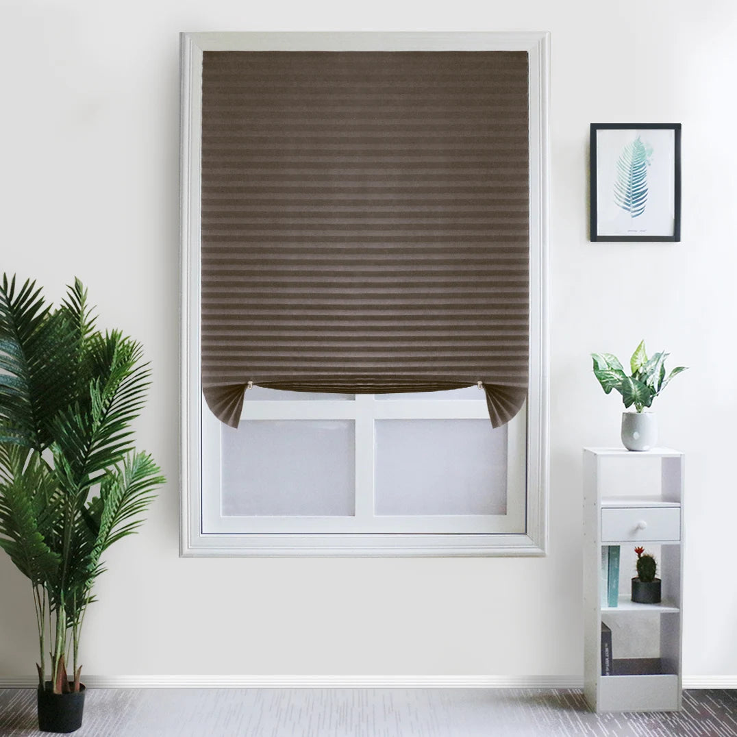 Zebra Window Blinds Room Darkening Shade Curtain Roll Up and Pull Curtain For Window French Door Shades For Kitchen Bathroom Peaceful Pleasures Health and Wellness Blind Brown 90W x 150L cm