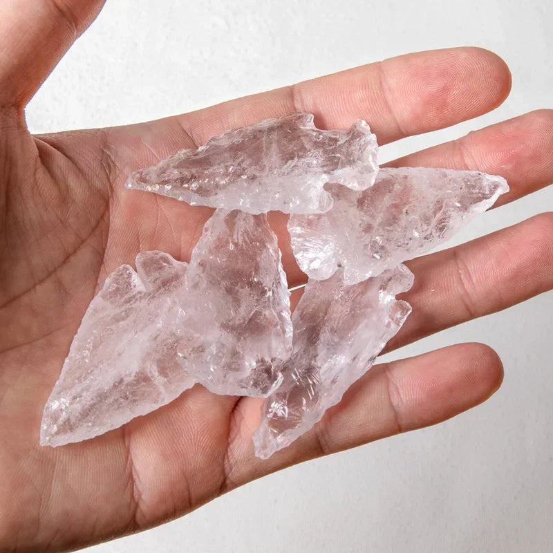 Natural Arrow Obsidian Quartz Material Evil Spirit Crystal Home Decor Reiki Healing Energy Stone DIY Jewelry Making Peaceful Pleasures Health and Wellness White 2.5-3.8 cm