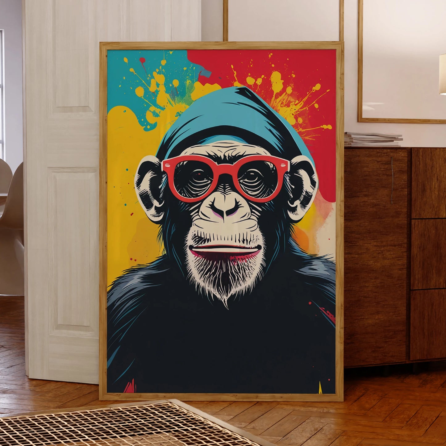 Graffiti Animal Canvas Wall Art | Orangutan Lion Dog Print