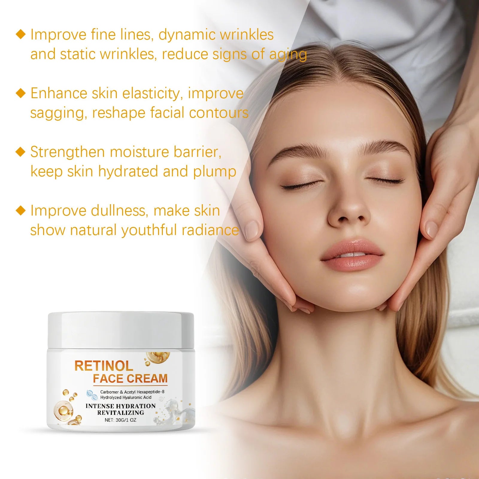 Retinol Face Cream Enhance Skin Firmness Deeply Hydrate Brighten Tone Repair Damaged Skin Barrier Hyaluronic Acid Facial Creams Peaceful Pleasures Health and Wellness