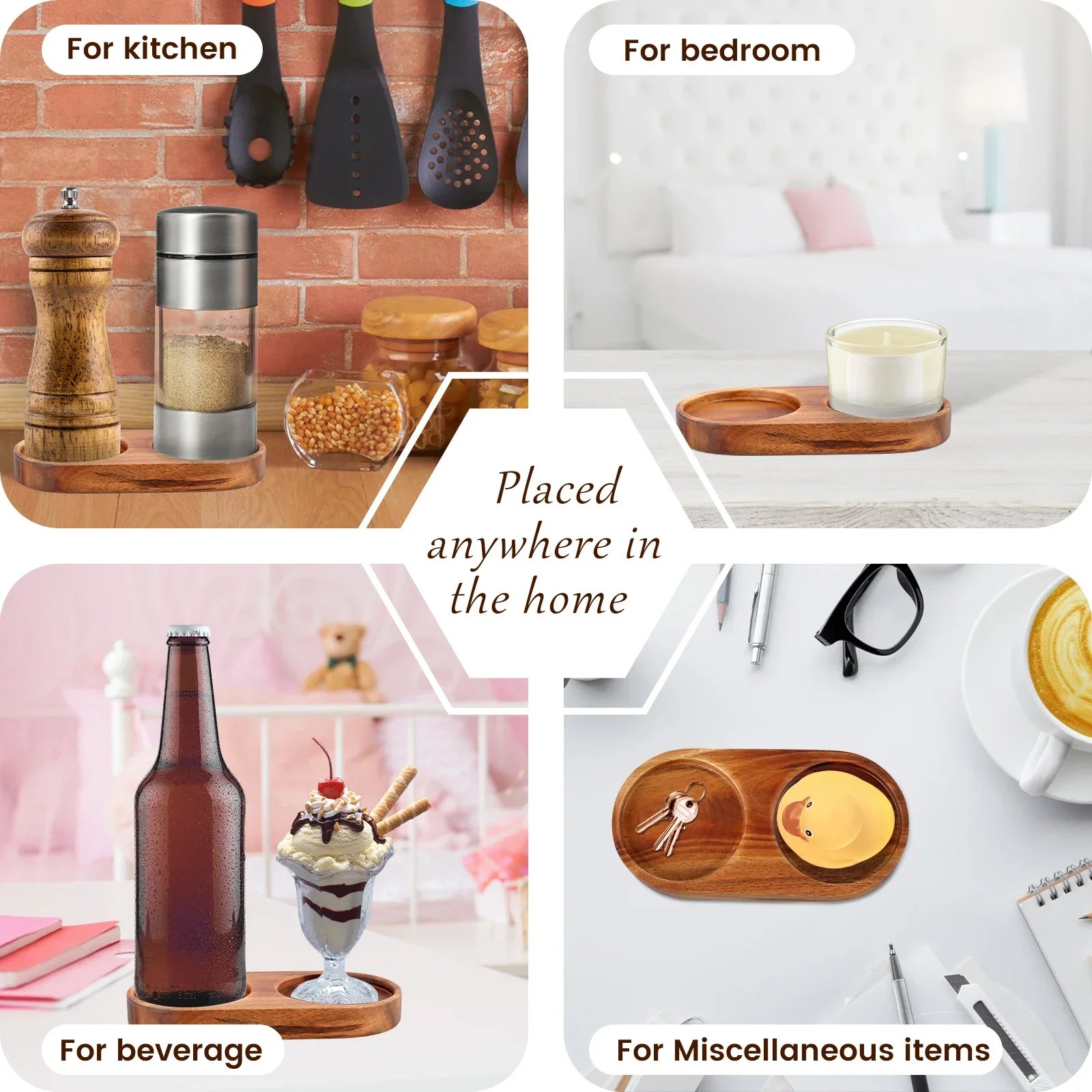 Kitchen Storage Holder Salt and Pepper Mill Tray Multipurpose Wood Tray bracket Pepper Mill Holder Salt Grinder Base Accessories Peaceful Pleasures Health and Wellness
