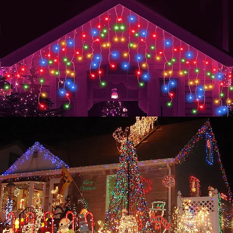 4M LED Icicle Curtain String Lights | 8 Modes Christmas Outdoor