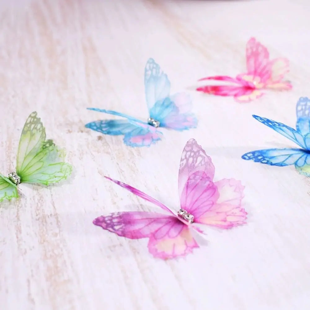 50Pcs 3D Organza Butterfly Appliqués – Gradient Mesh Patches