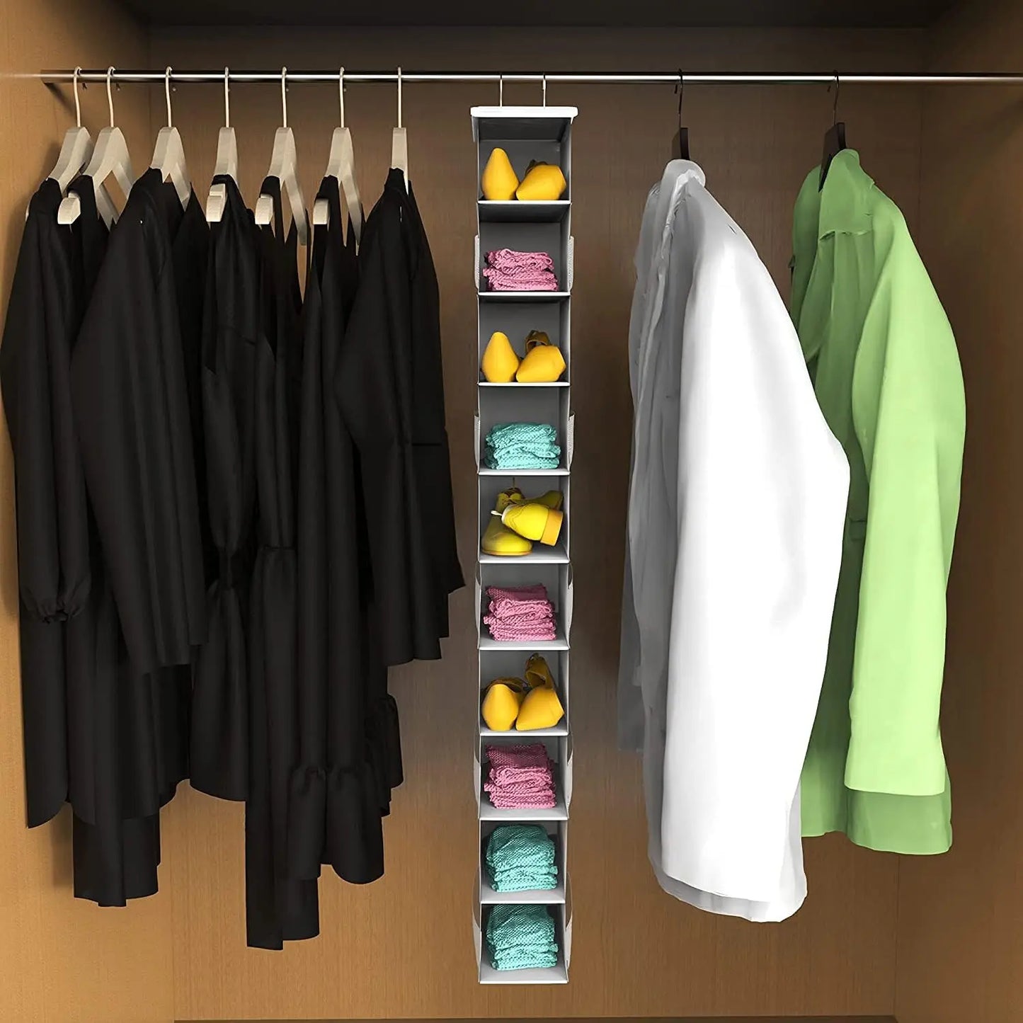10-Shelf Hanging Shoe Organizer – Mesh Pockets, Space-Saving Closet Storage Shoe Organizer Peaceful Pleasures Health and Wellness