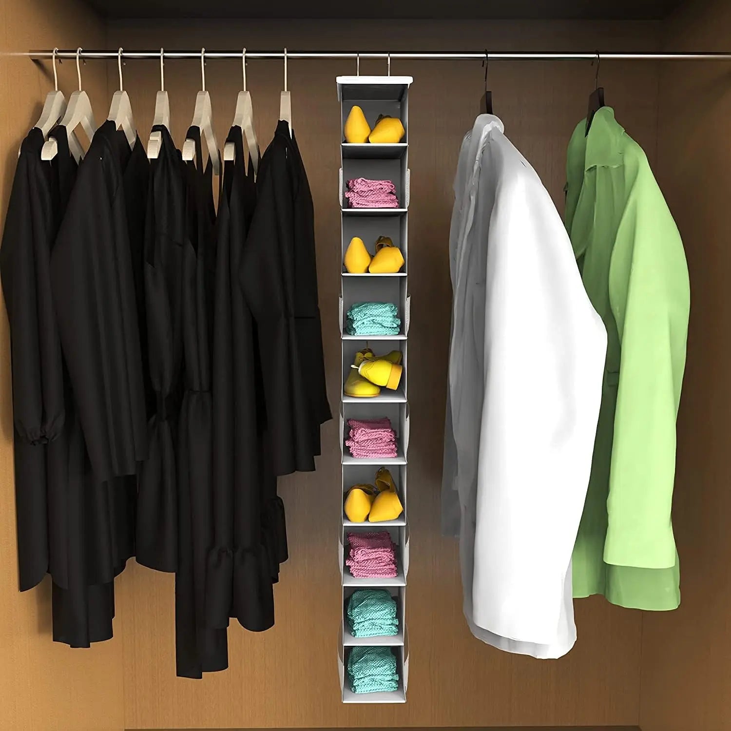10-Shelf Hanging Shoe Organizer – Mesh Pockets, Space-Saving Closet Storage Shoe Organizer Peaceful Pleasures Health and Wellness