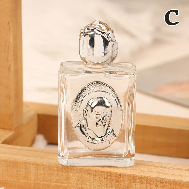 Glass Holy Water Bottle – Christian Cross & Virgin Design | 12 Styles