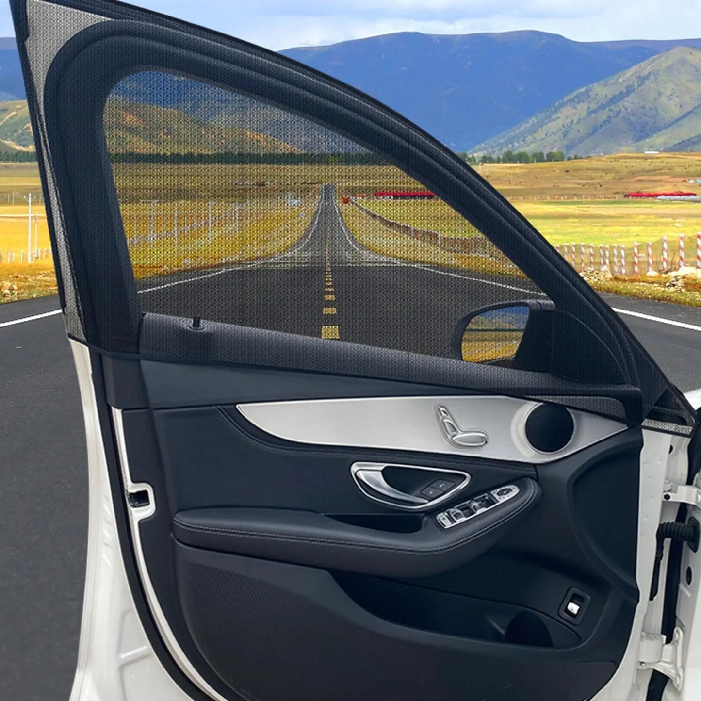 2PCS 2-in-1 Car Window Fly Screen & Sun Shade Breathable Mesh For Rear Side Windows UV Protection & Bug Guard For Cars, SUVs Peaceful Pleasures Health and Wellness